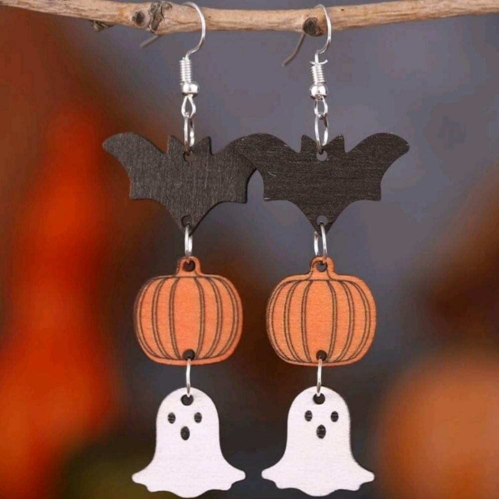 ⭐️ Halloween ghost pumpkin bat earrings NEW